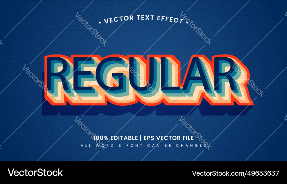 Regulärer Retro 3d Text Stil Effekt editierbar Vektorbild
