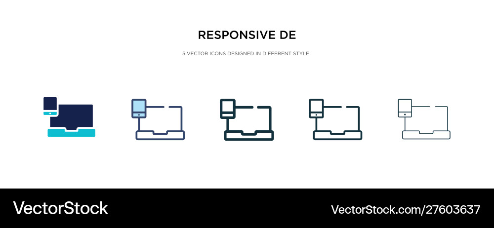 Responsive de icon in different style two vector image