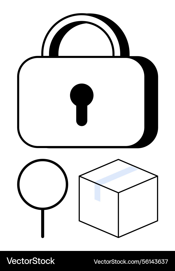 Security and privacy concept with lock magnifying Security and privacy concept with lock magnifying vector image