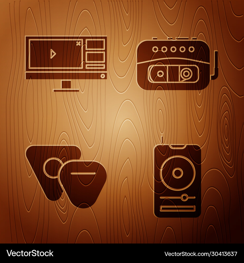 Set music player video recorder or editor Set music player video recorder or editor vector image