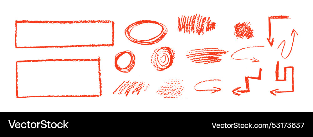 Set of chalk doodle graphic elements rectangular Set of chalk doodle graphic elements rectangular vector image