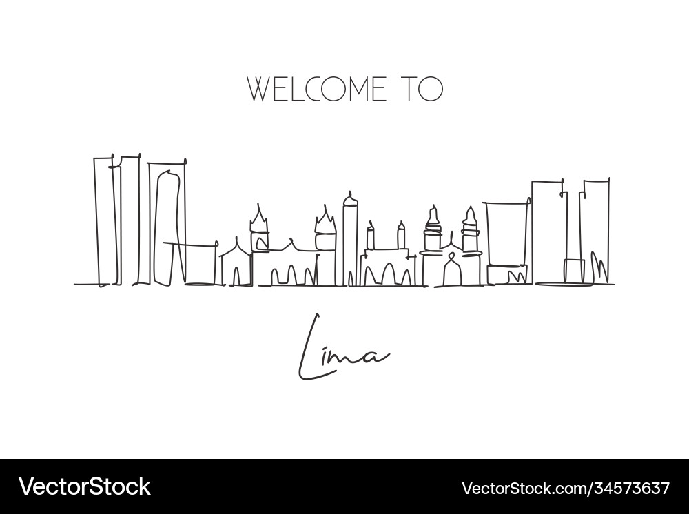 Single continuous line drawing lima city Vector Image