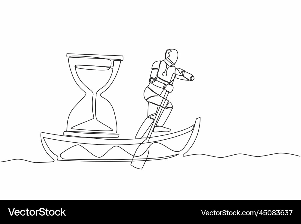 Single continuous line drawing robot sailing away Single continuous line drawing robot sailing away Vector Image