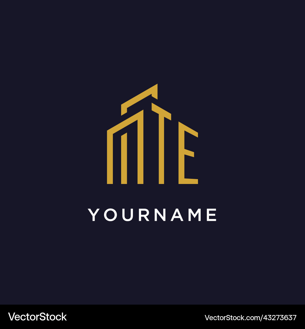 Te initial monogram with building logo design Te initial monogram with building logo design Vector Image