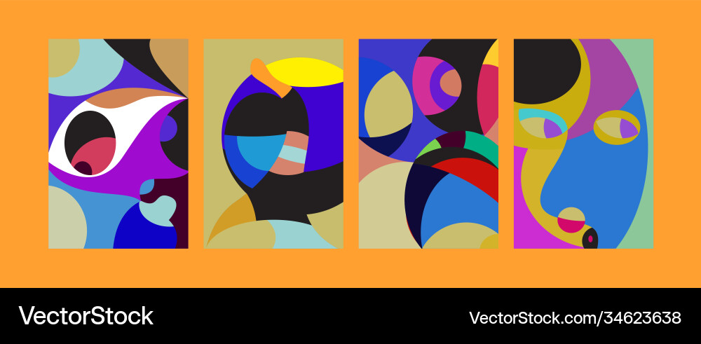Abstract colorful geometric and curvy pattern vector image