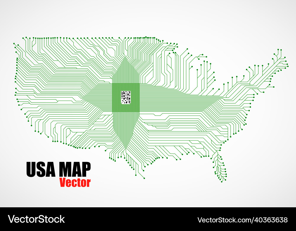 Abstract map usa with cpu circuit board Abstract map usa with cpu circuit board vector image