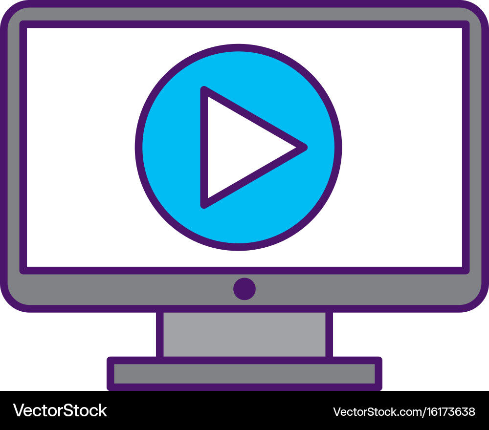 Computer desktop with play button vector image