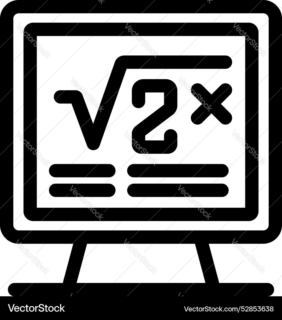Computer screen showing mathematical formula icon Computer screen showing mathematical formula icon vector image