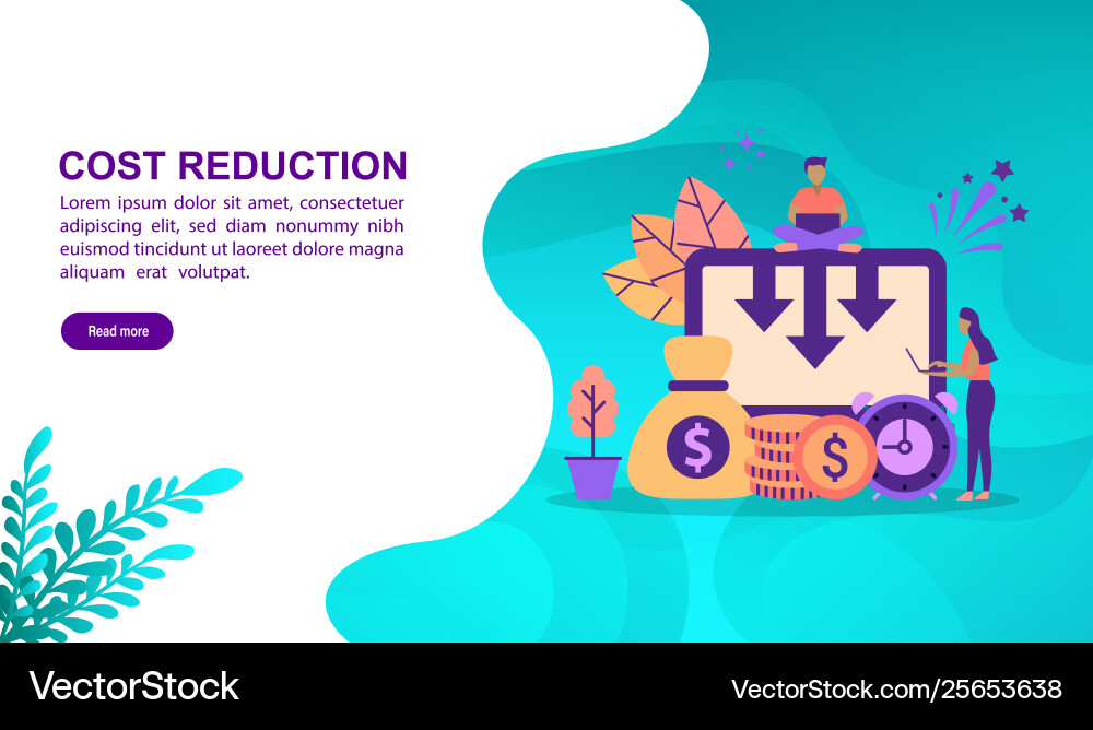 Cost reduction concept with character template Vector Image