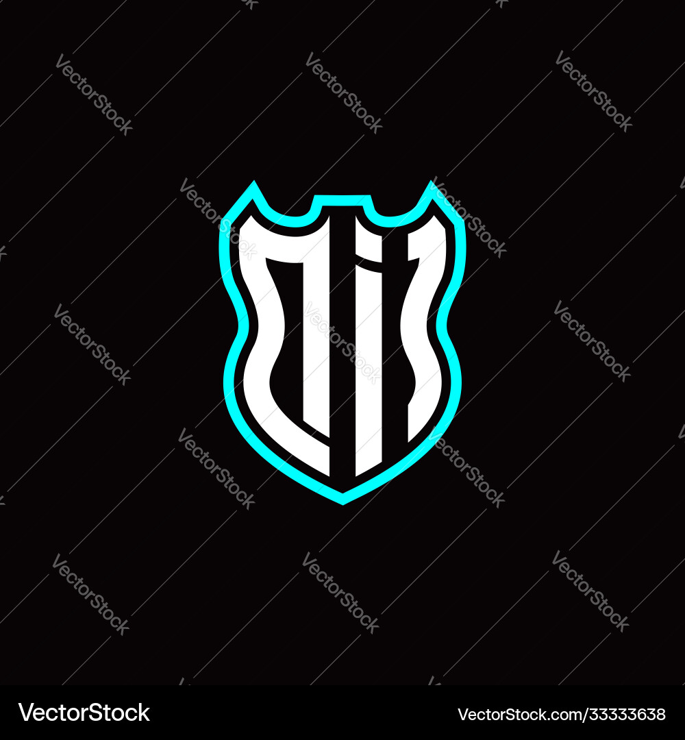 D i initial logo design with shield shape D i initial logo design with shield shape vector image