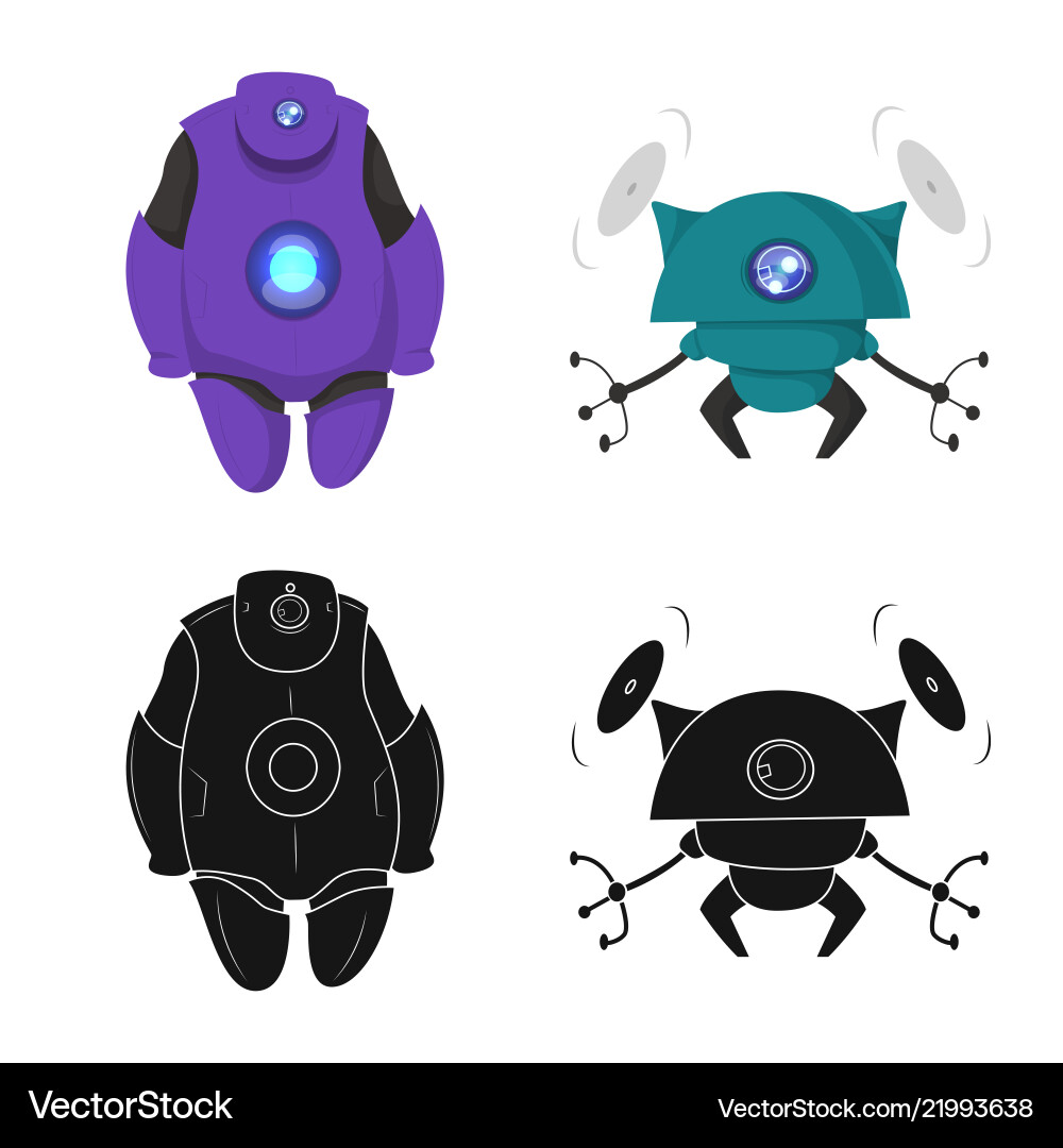 Design of robot and factory logo set vector image