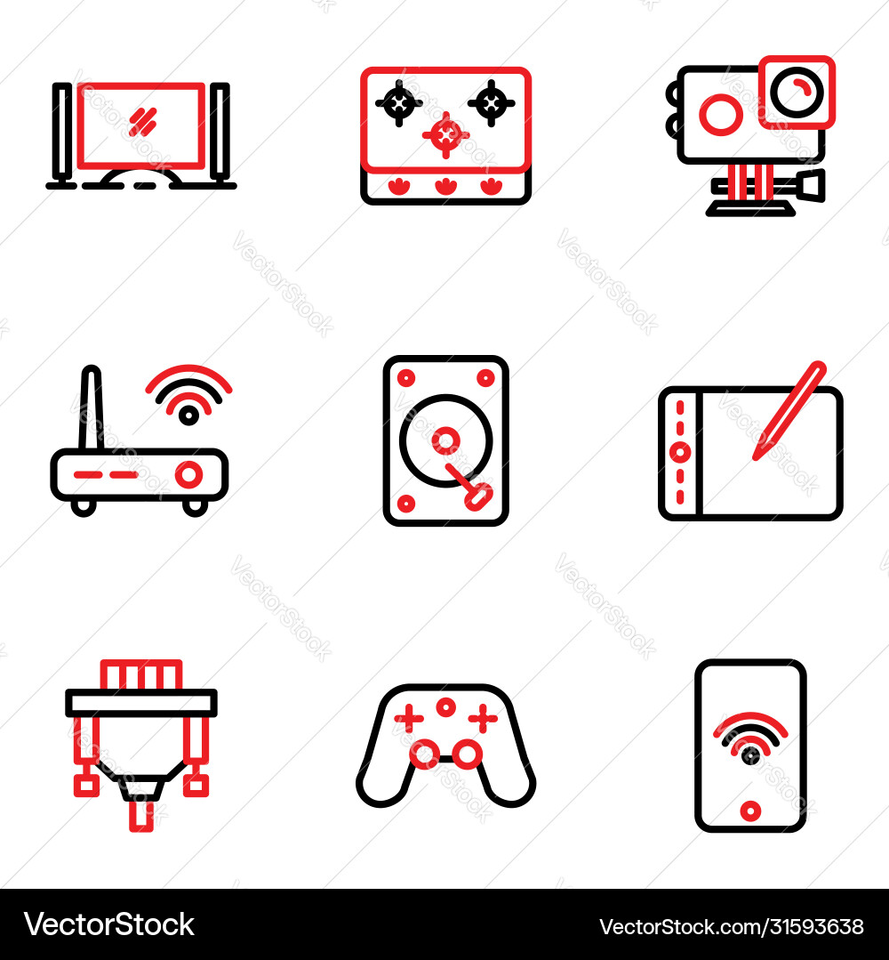 Electronic icon set include monitoraction Electronic icon set include monitoraction vector image