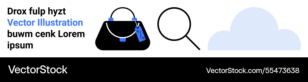 Handtasche mit Preisschildern und Lupe in der Nähe Vektorbild