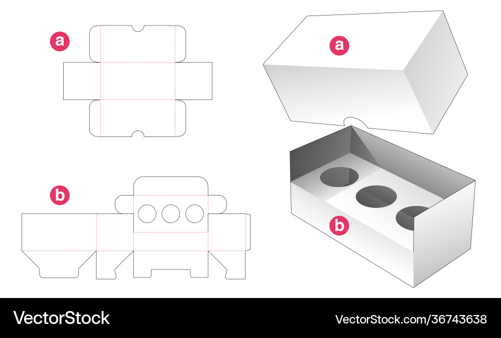 Insert cosmetic box and lid die cut template Insert cosmetic box and lid die cut template vector image