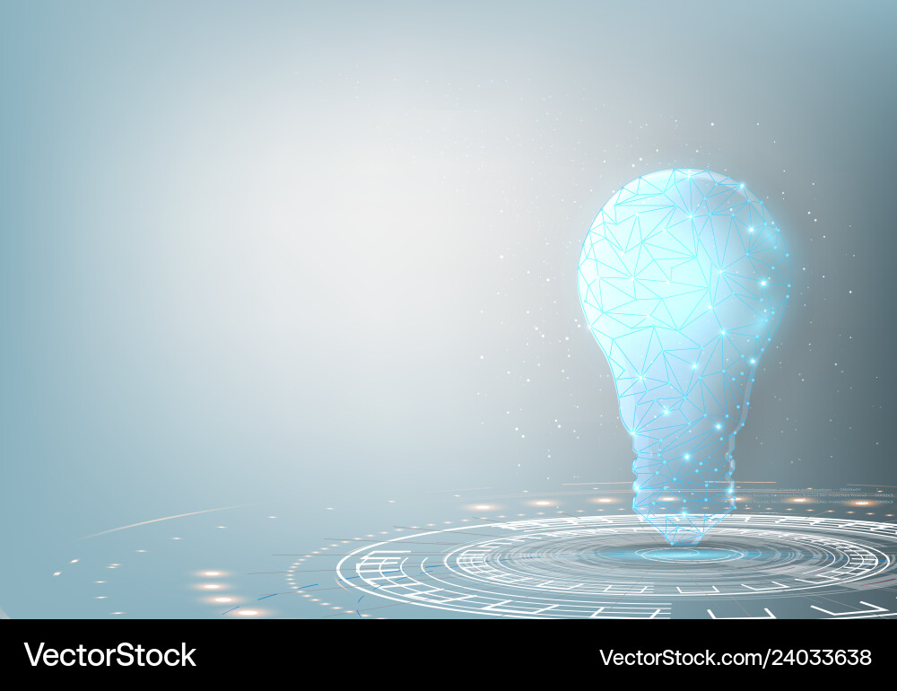 Light bulb low poly design with connecting vector image