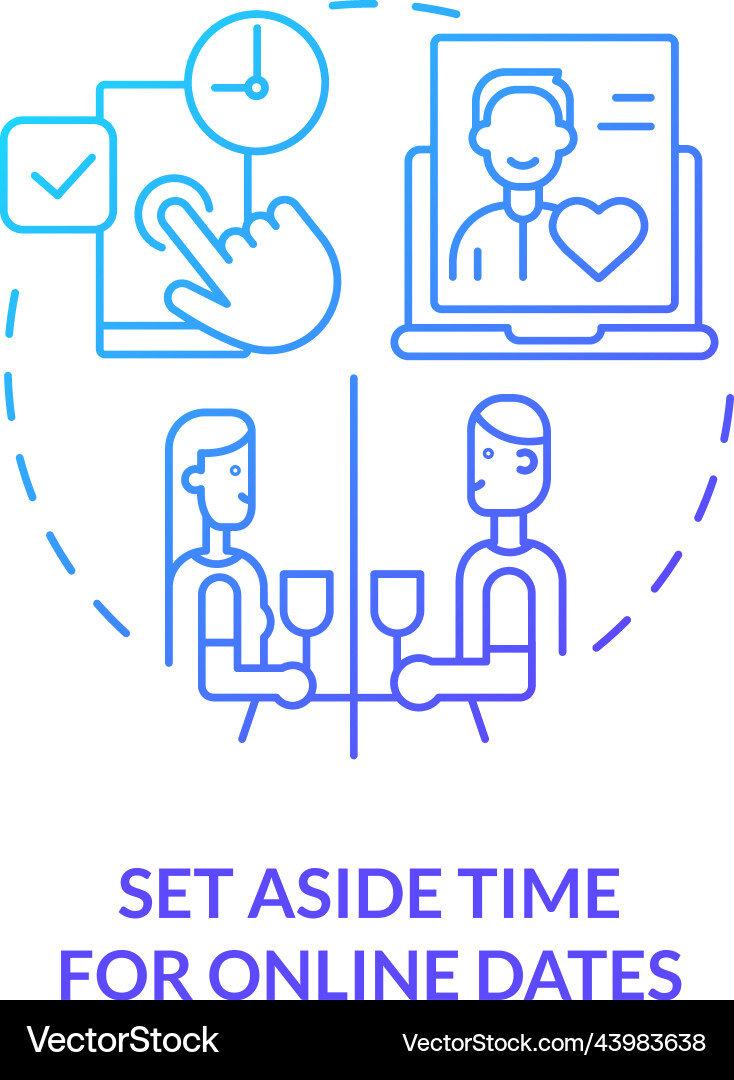 Set aside time for online dates blue gradient Set aside time for online dates blue gradient Vector Image