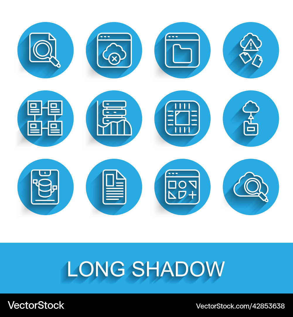 Set line server data web hosting file document Set line server data web hosting file document vector image