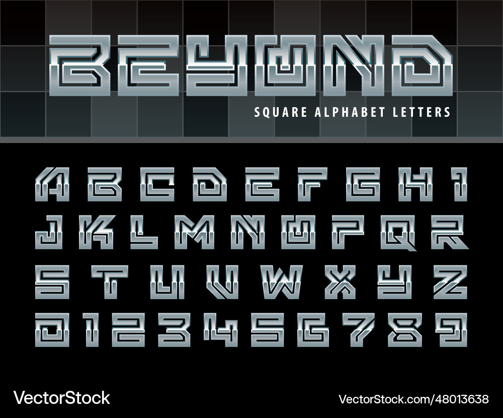 Square alphabet letters and numbers one linear Square alphabet letters and numbers one linear vector image
