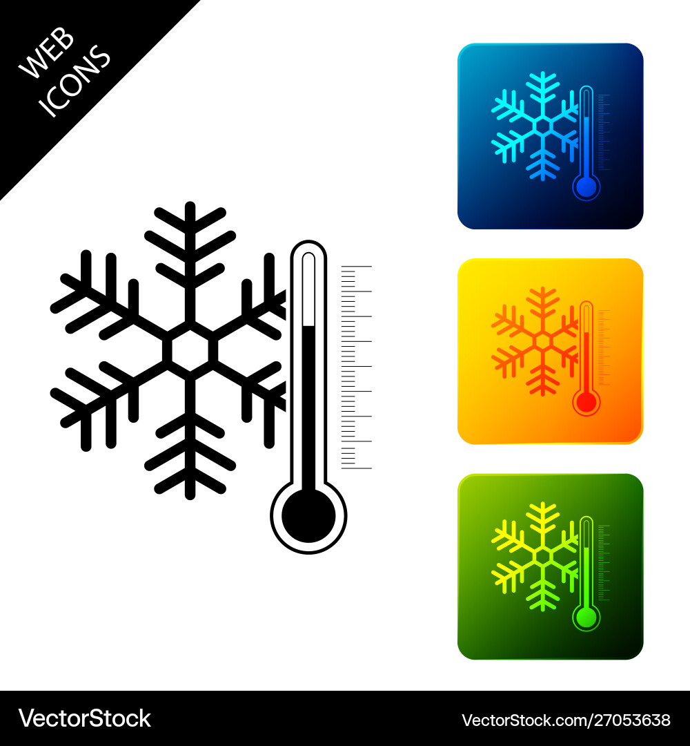 Thermometer with snowflake icon isolated set Thermometer with snowflake icon isolated set vector image