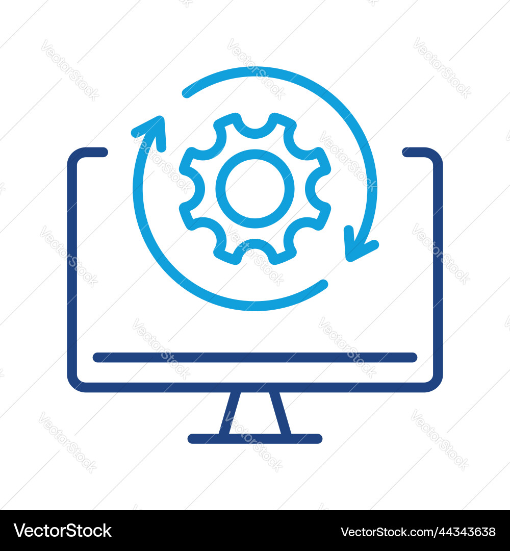 Upgrade of software color line icon computer Upgrade of software color line icon computer vector image
