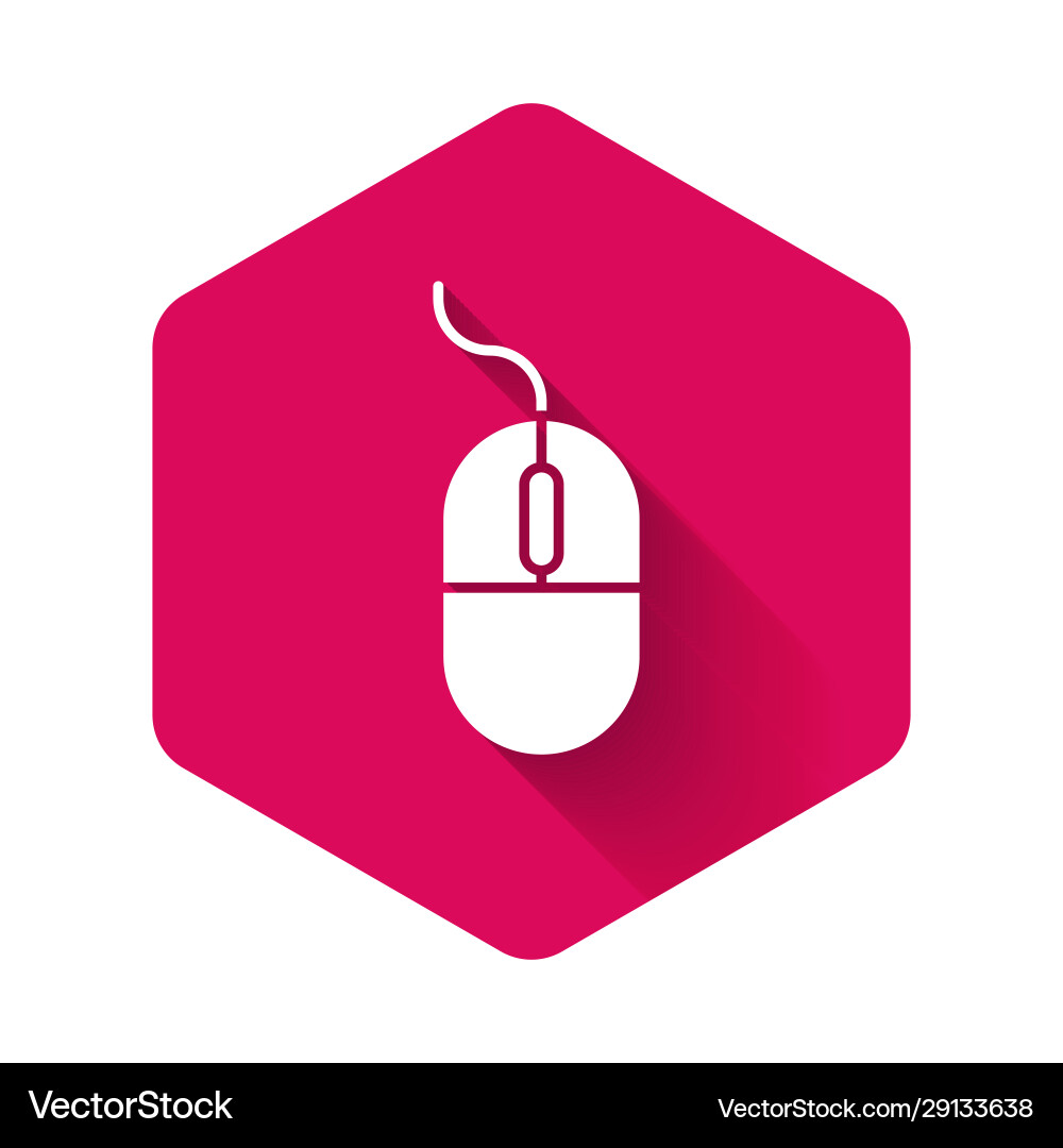 White computer mouse icon isolated with long White computer mouse icon isolated with long Vector Image