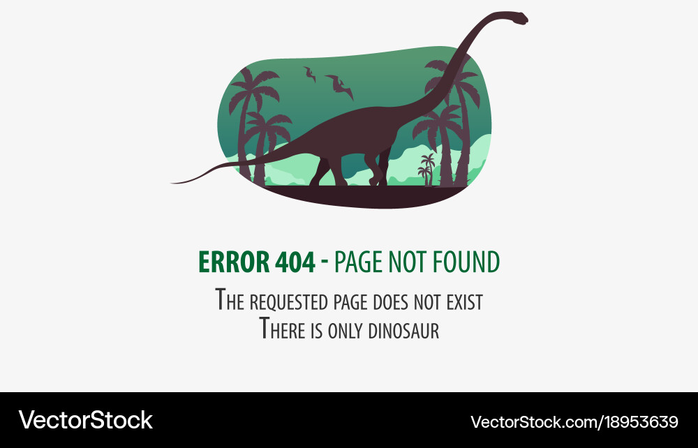 404 error with dinosaur page not found ui ux vector image