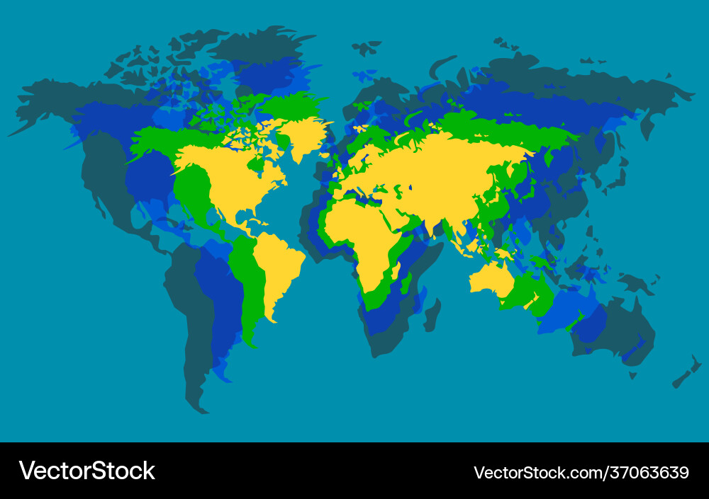 Abstract world map with colorful overlaps Abstract world map with colorful overlaps Vector Image