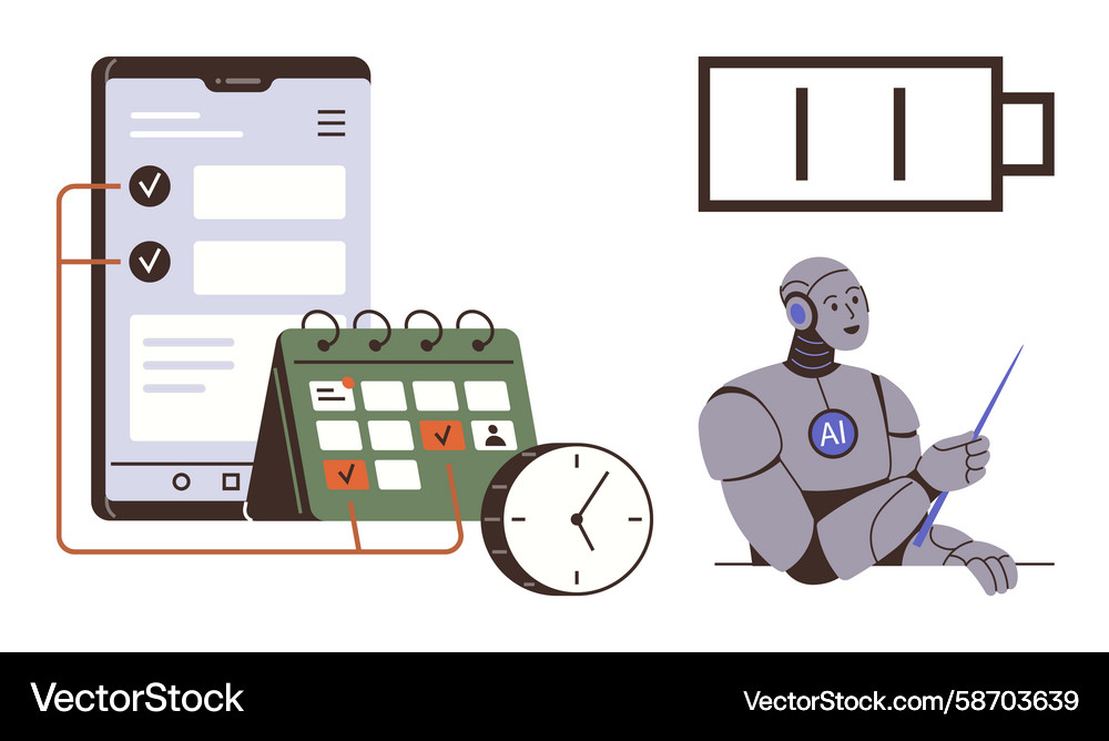 AI Task Management & Checklist Vector Image