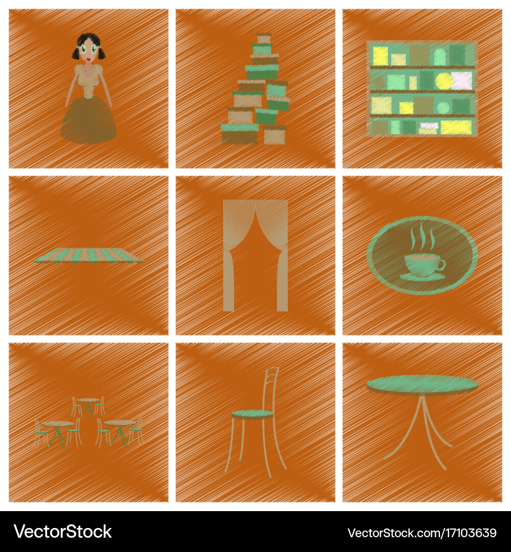 Assembly flat shading style icons interior vector image