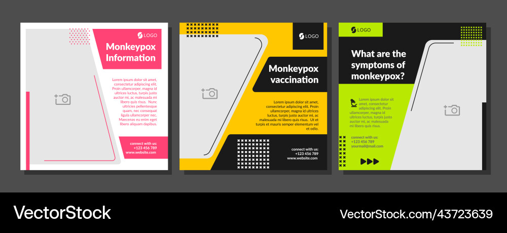 Banner set colorful layout for posts monkeypox Vector Image