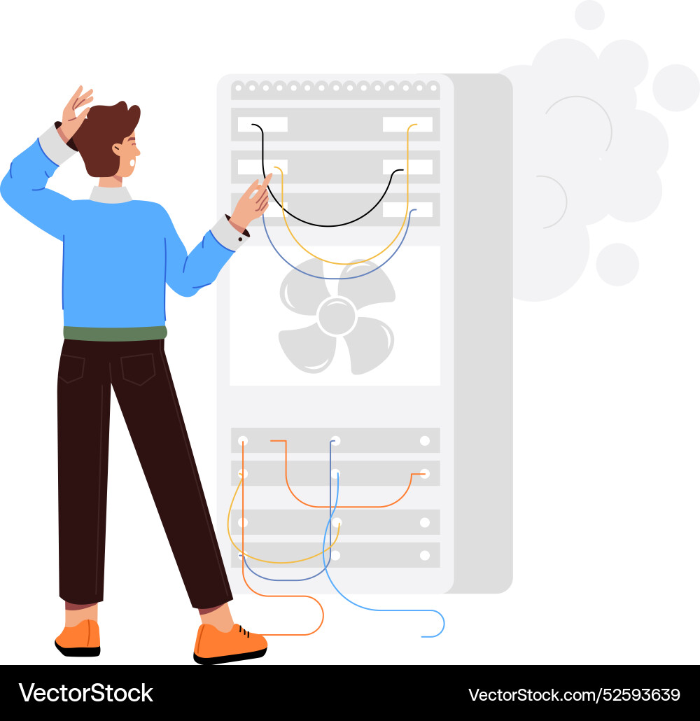 Basic rgbserver failure flat style character illus Vector Image