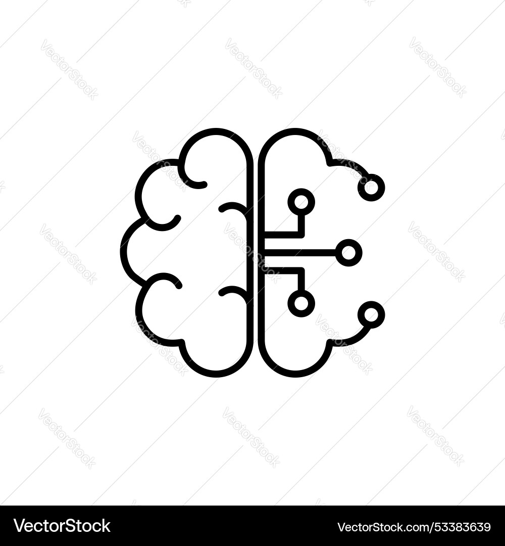 Brain circuit icon set ai symbol artificial Brain circuit icon set ai symbol artificial Vector Image