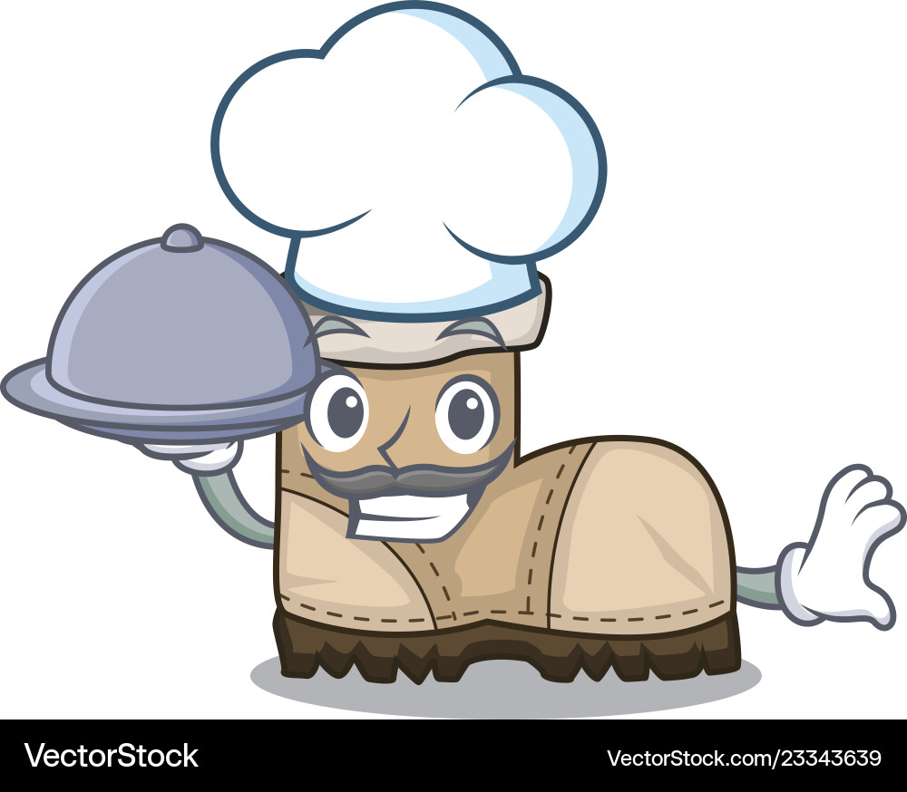 Chef with food working boot above a character rak Chef with food working boot above a character rak vector image