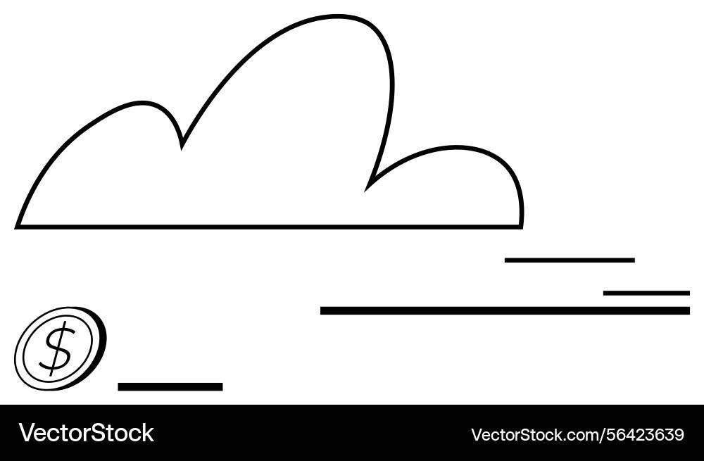 Cloud computing concept with a dollar coin Cloud computing concept with a dollar coin Vector Image