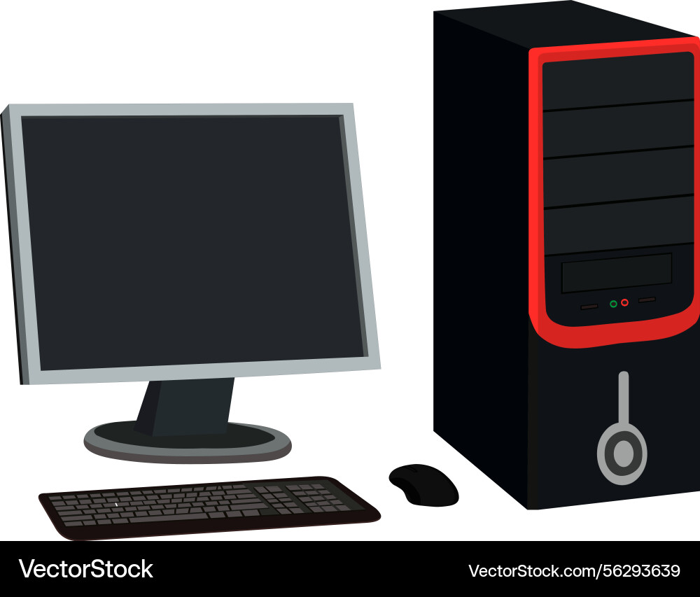 Computer setup with monitor keyboard and mouse vector image