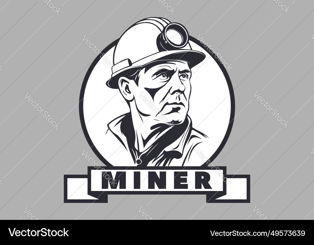 Grafik schwarz und weiß Emblem traurig brutal miner Grafik schwarz und weiß Emblem traurig brutal miner vektorbild