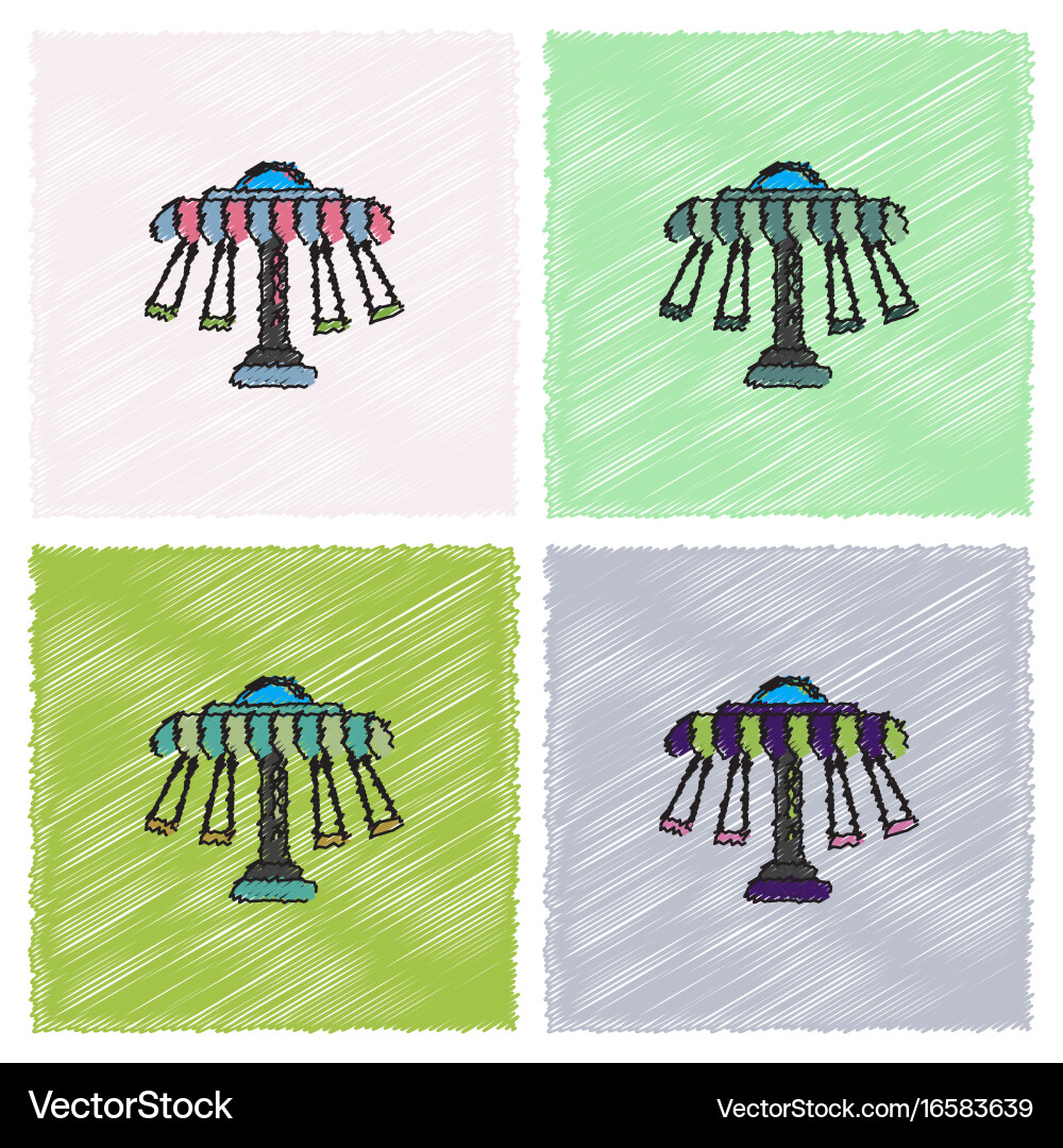 Merry-go-round icon in hatching style vector image