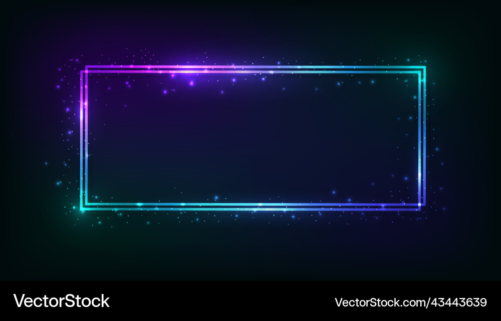 Neon double rectangular frame Neon double rectangular frame vector image