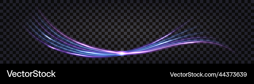 Neon glowing swirl wave lines purple and blue Neon glowing swirl wave lines purple and blue vector image