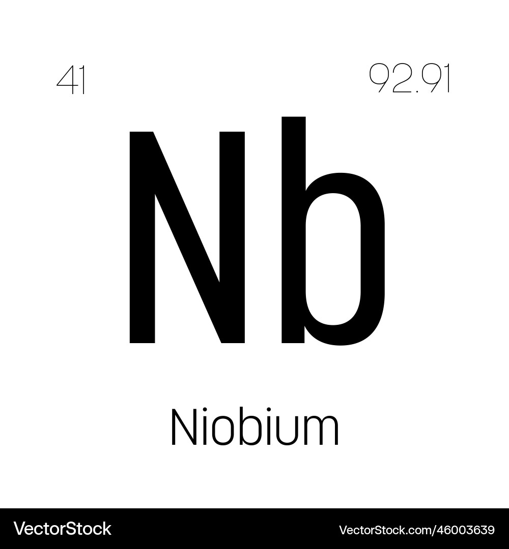 Niobium nb periodic table element Niobium nb periodic table element vector image