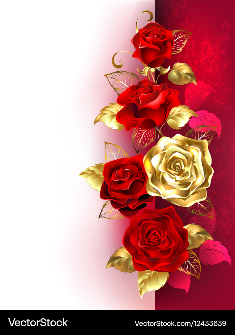 Red Roses with Gold Accents Royalty Free Vector Image