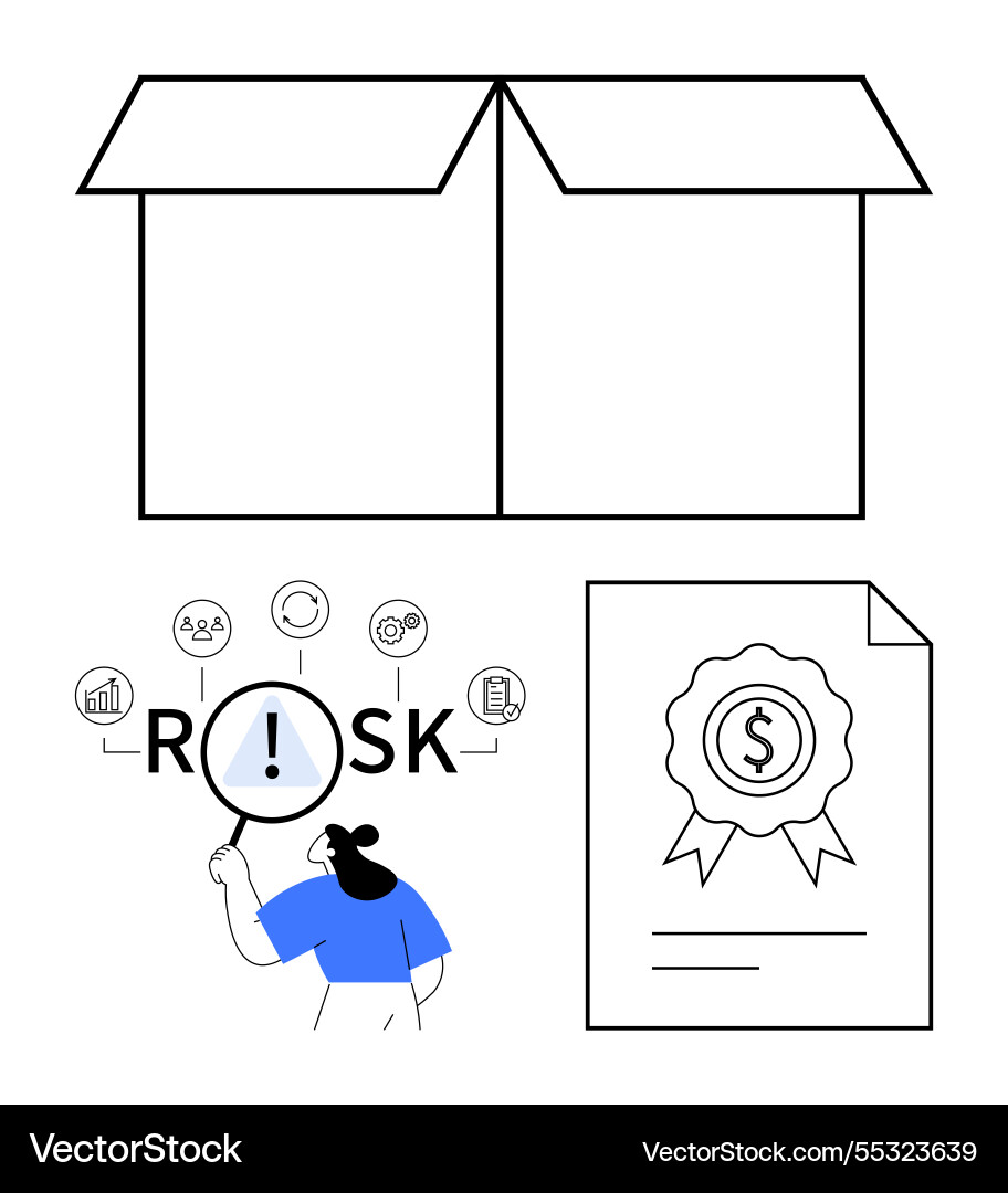 Risk analysis with financial certificate and open Vector Image