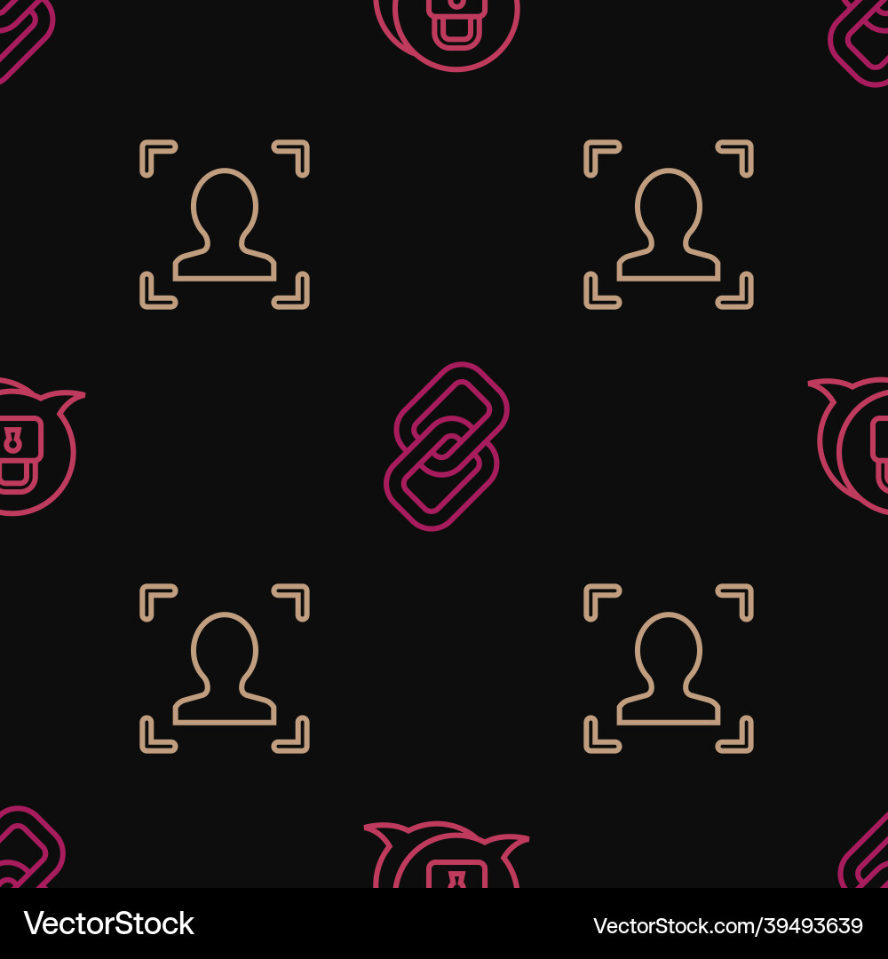 Set line cyber security face recognition Set line cyber security face recognition vector image
