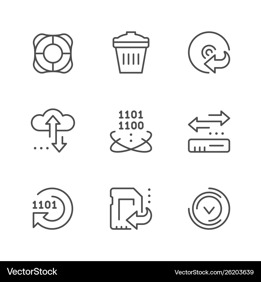 Set line icons data recovery Set line icons data recovery vector image