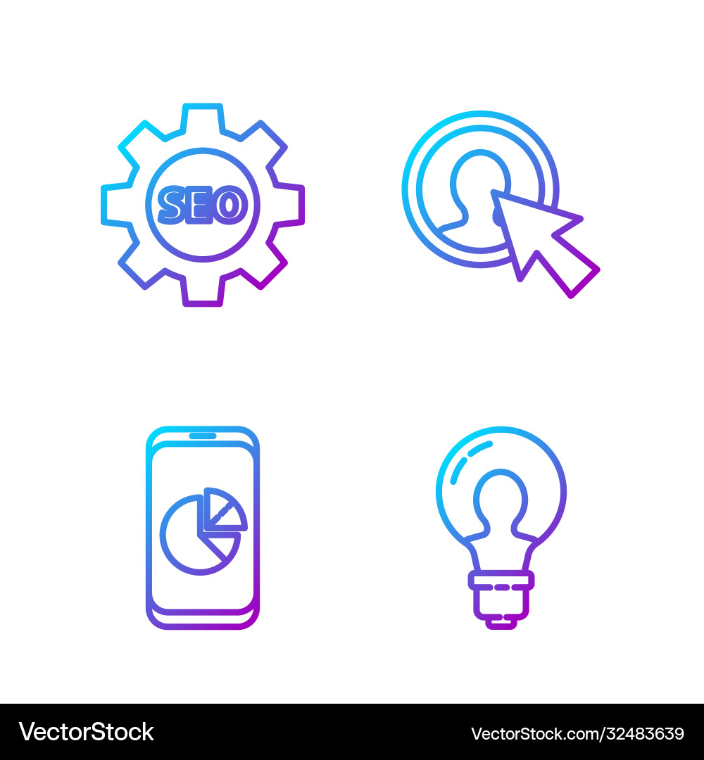 Set line light bulb with concept idea mobile Set line light bulb with concept idea mobile vector image
