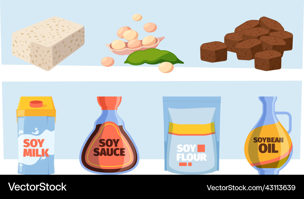 Soja Lebensmittel gesunde Bio-Produkte Käse Soja Lebensmittel gesunde Bio-Produkte Käse Vektorbild