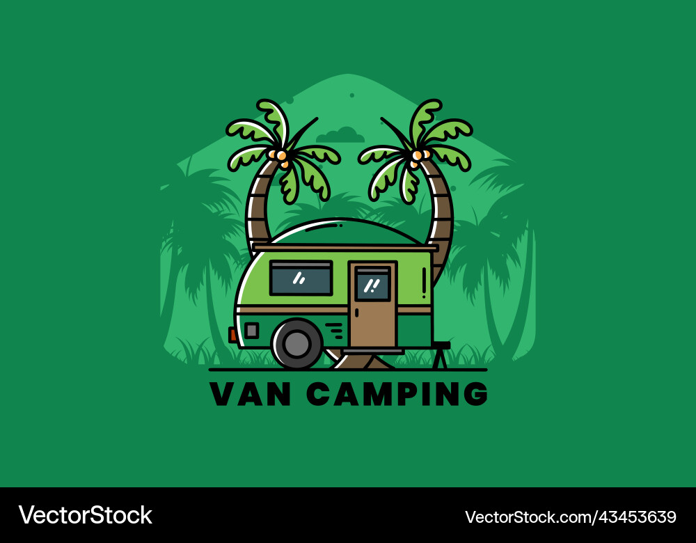 Teardrop camper and coconut tree design Vector Image