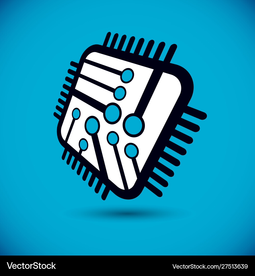 Technology cpu design with square microprocessor Technology cpu design with square microprocessor vector image