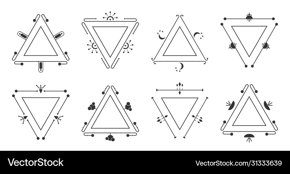 Trigonal line frame vintage border text set Trigonal line frame vintage border text set vector image