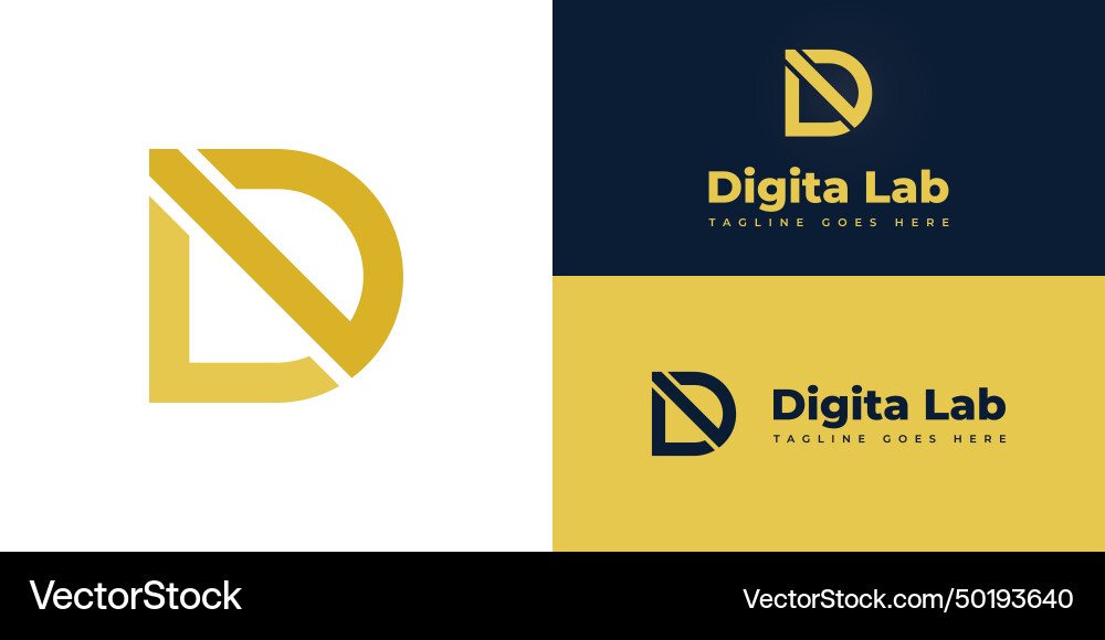 Abstract initial letters d and l in yellow color vector image